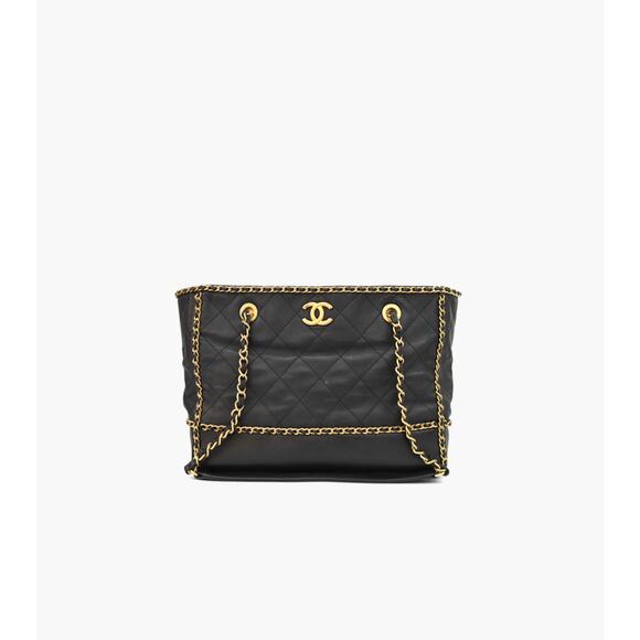 CHANEL Black Leather Chain Shoulder Bag C-A29742 - Picture 1 of 1
